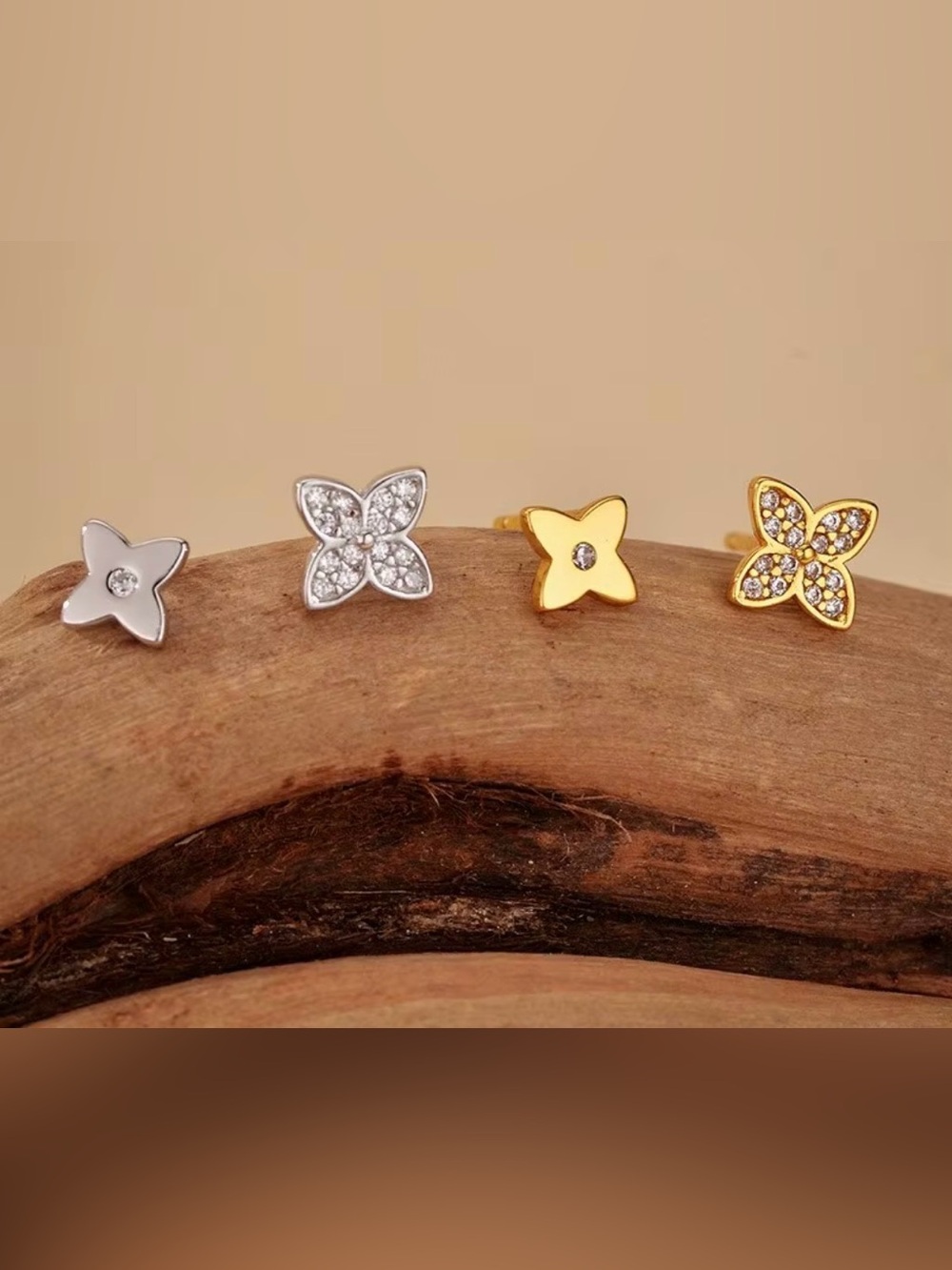 Sylver Sterling Gold and Silver Flower Stud Earrings - Elegant Women's Jewelry